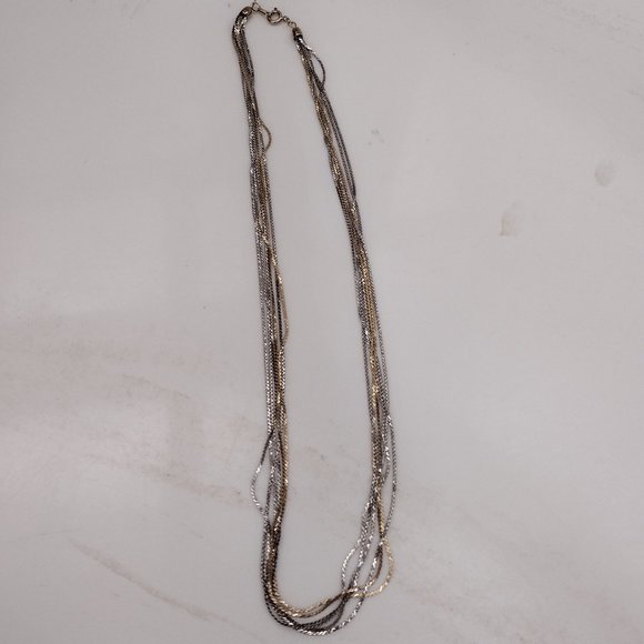 Silver & Gold Tone Multiple Layer Necklace - Picture 4 of 7